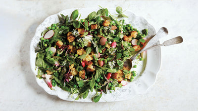 Spring Bread Salad (with asparagus, radishes, peas and mint) from Erin French