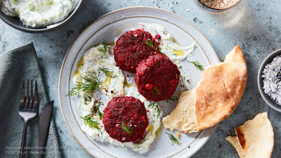 Beet & Chickpea Cakes with Tzatziki by Amy Chaplin
