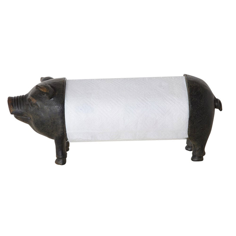 Metal and Resin Pig Paper Towel Holder