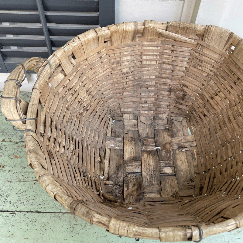 Vintage Wood Slat Basket-B