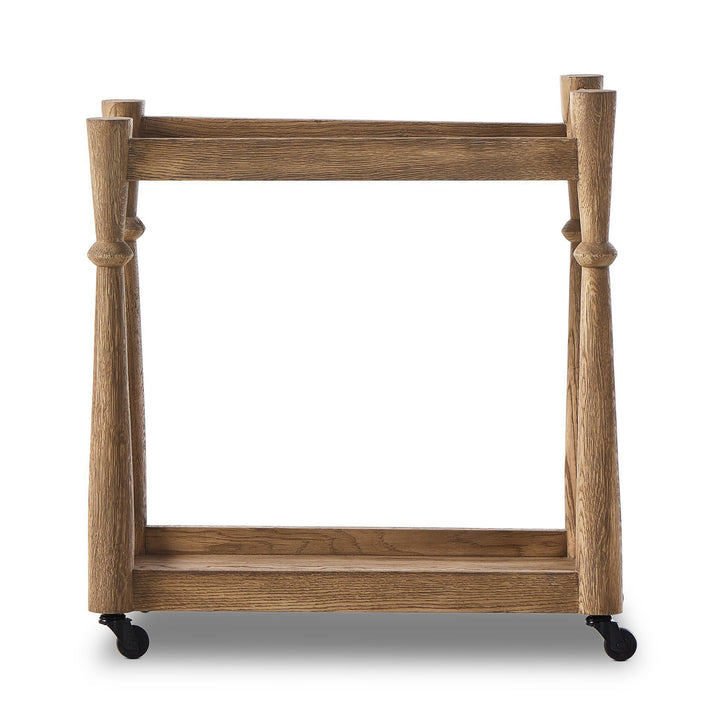 Alina Bar Cart in Light Wash Solid Oak