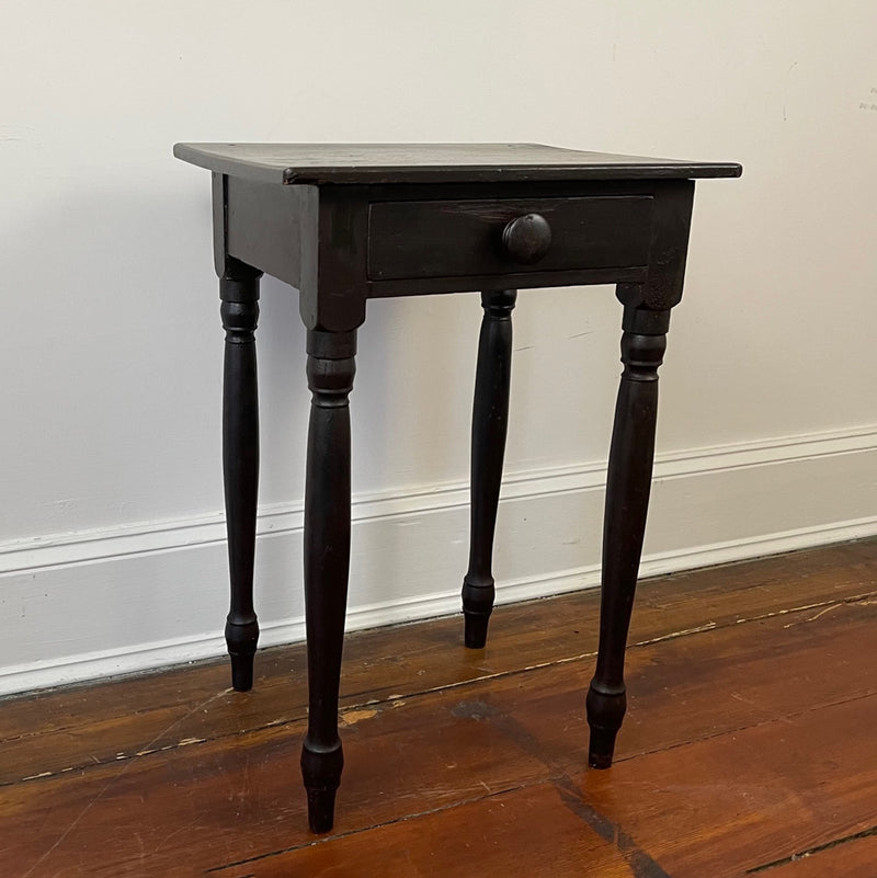 Antique Black Painted One Drawer Stand