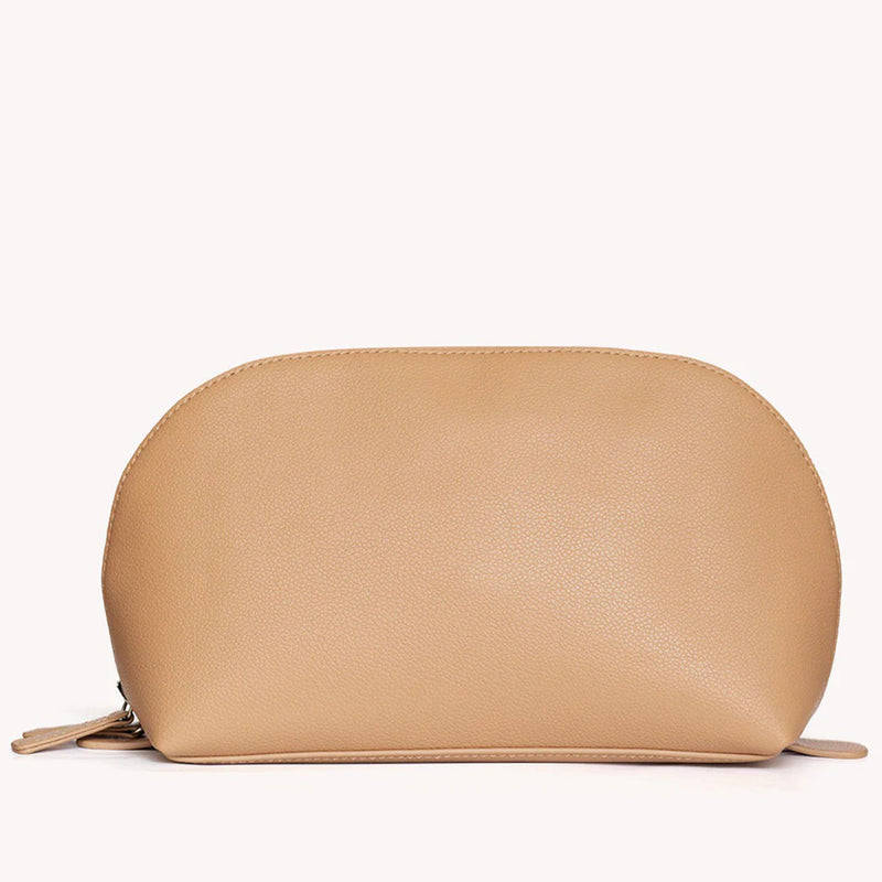 Vegan Leather Domed Pouch in Sand - Large