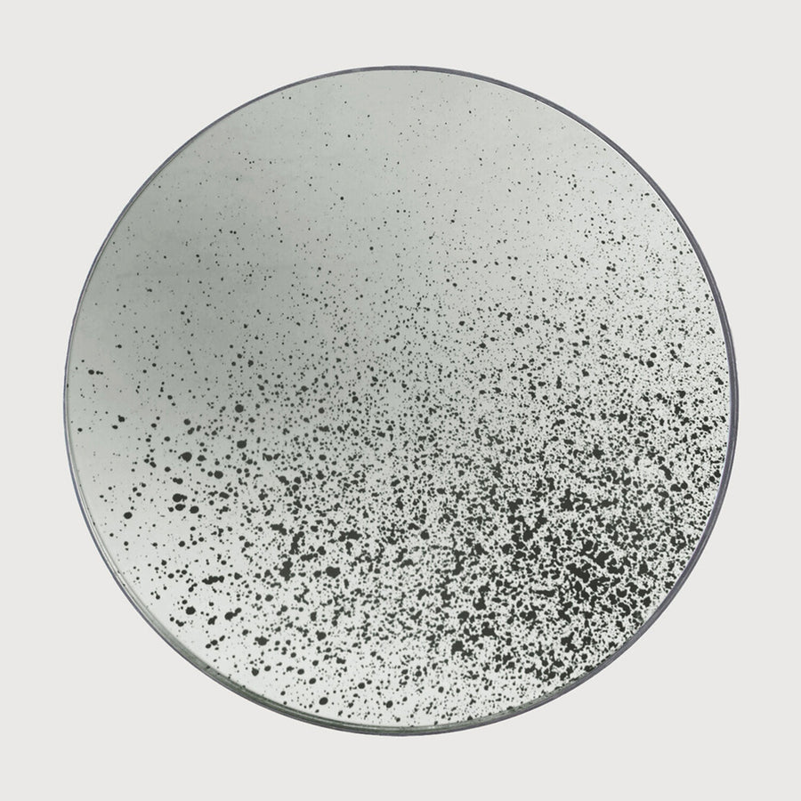 Round Medium Aged Wall Mirror with Wooden Frame (48")