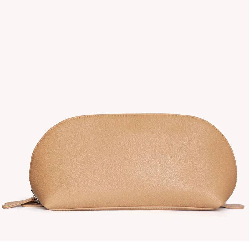 Vegan Leather Domed Pouch in Sand - Small