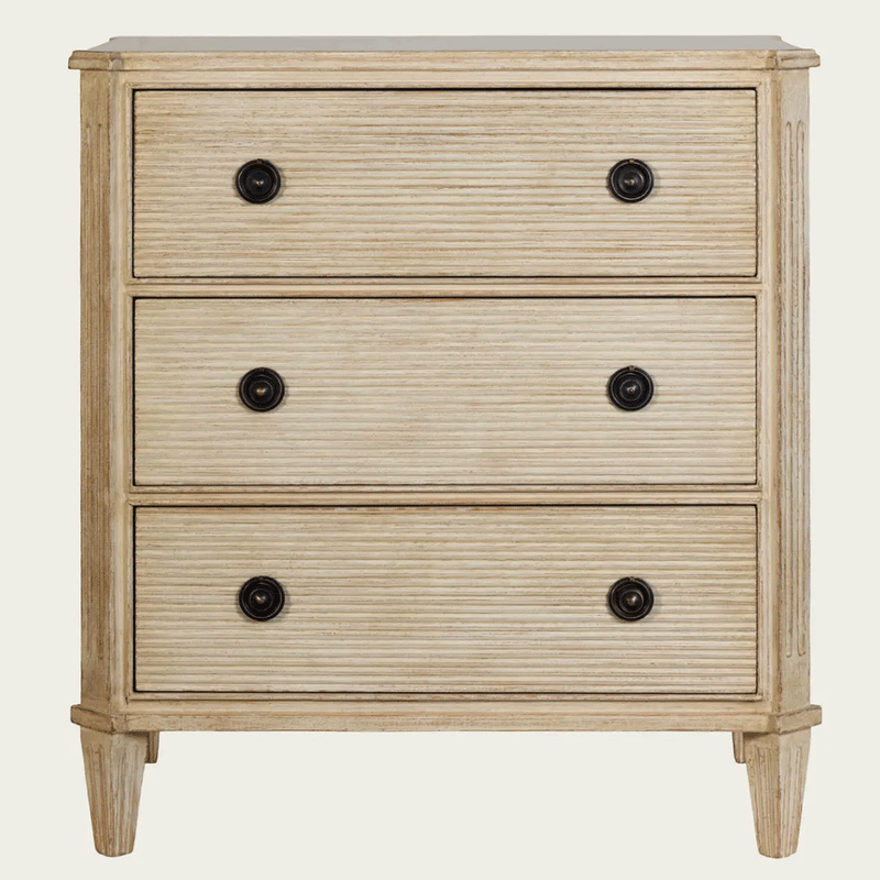 Gustavian Bureau with Ribbed Drawers in Antique Black