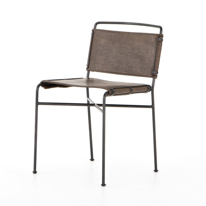 Willa Dining Chair with Distressed Brown Fabric
