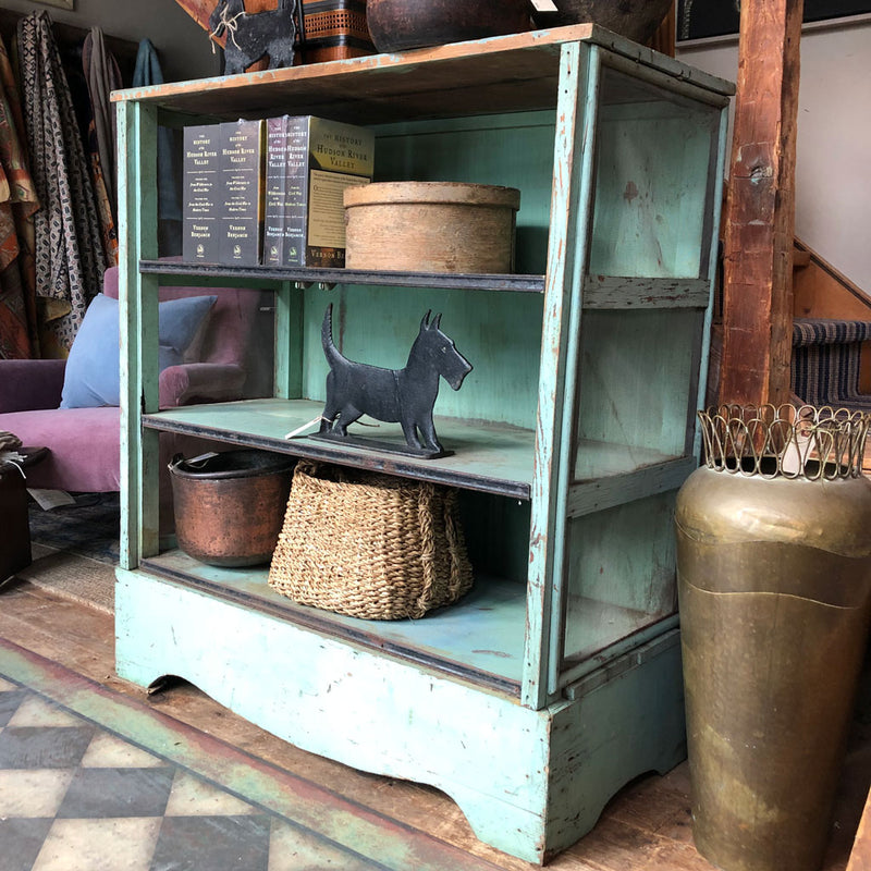 Vintage Painted 3-Shelf Cupboard with Screens