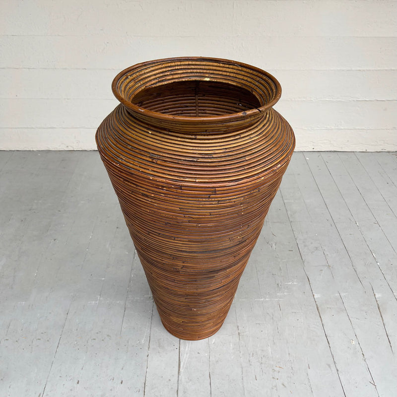 Vintage Handmade Woven Basket Vase B