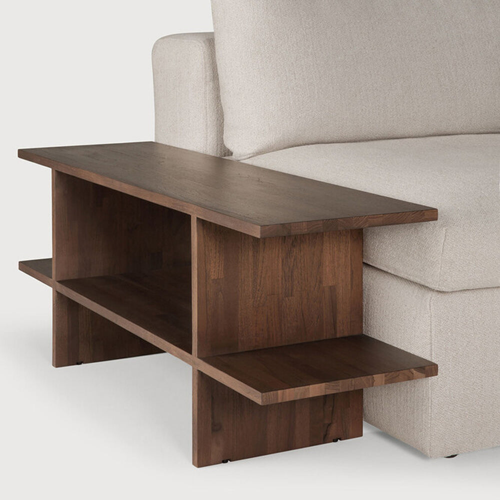 Kabuki Rectangular Side Table - Varnished Teak Brown