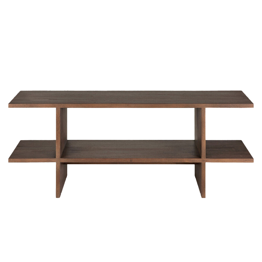 Kabuki Rectangular Side Table - Varnished Teak Brown