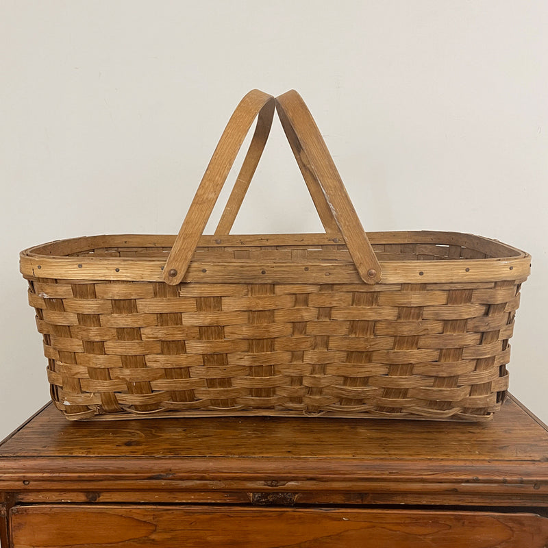 Antique Large Hickory Market Basket; C 1920&
