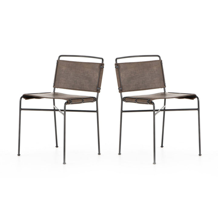 Willa Dining Chair with Distressed Brown Fabric