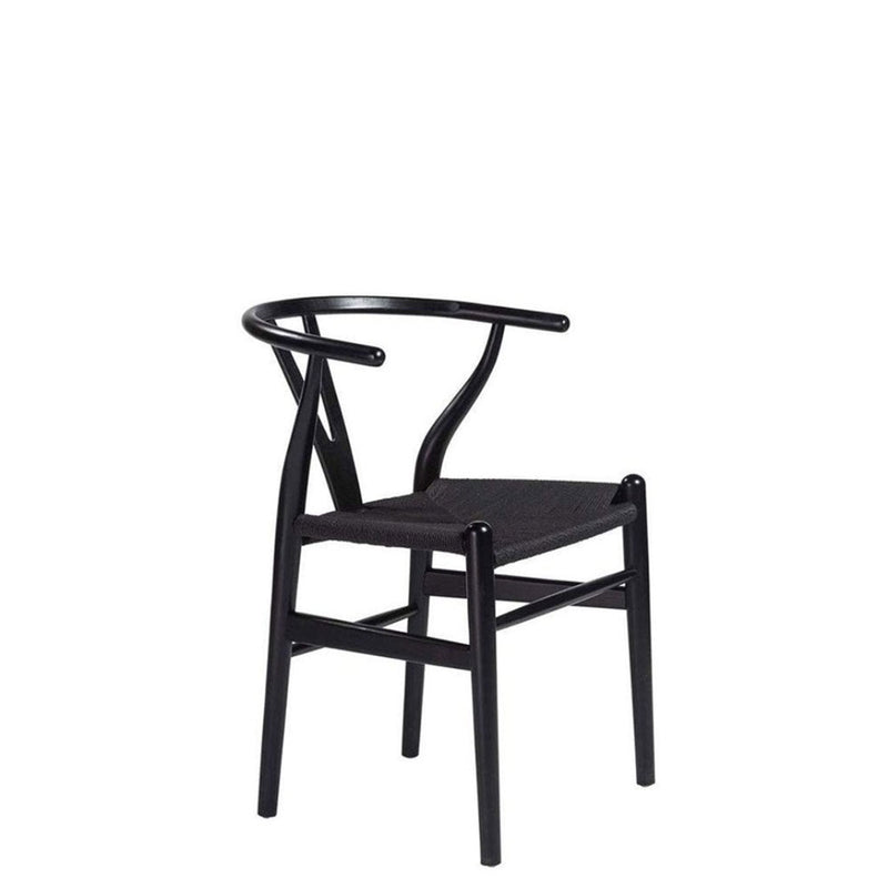Eliza Side Chair with Black Rush Seat, Black Stain