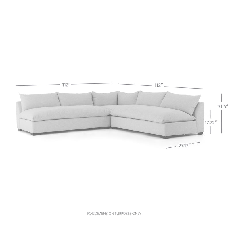 Graham 3 Pc Sectional Upholstered in Performance Fabric Ashby Oatmeal
