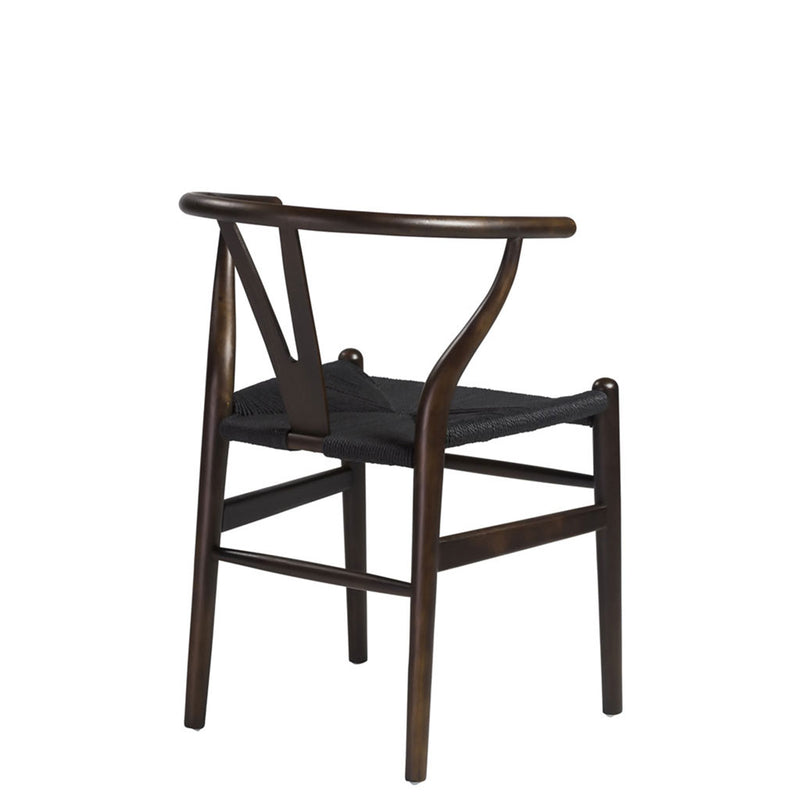 Eliza Side Chair with Black Rush Seat, Walnut Stain