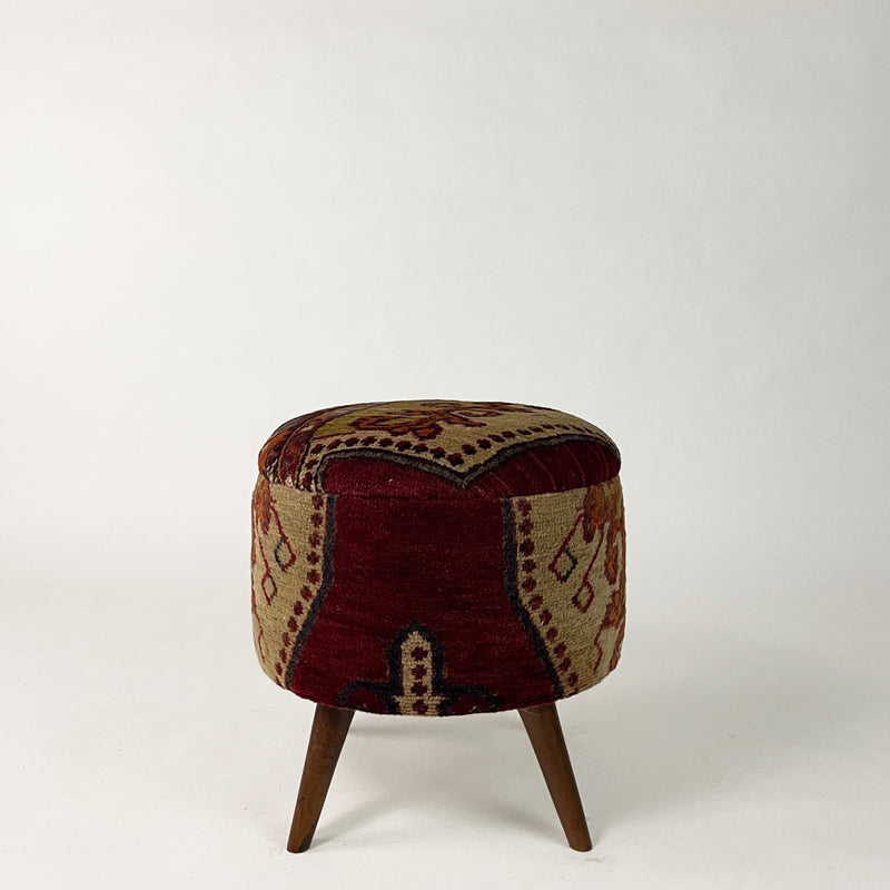 Vintage Rug Small Ottoman - 0124-DR