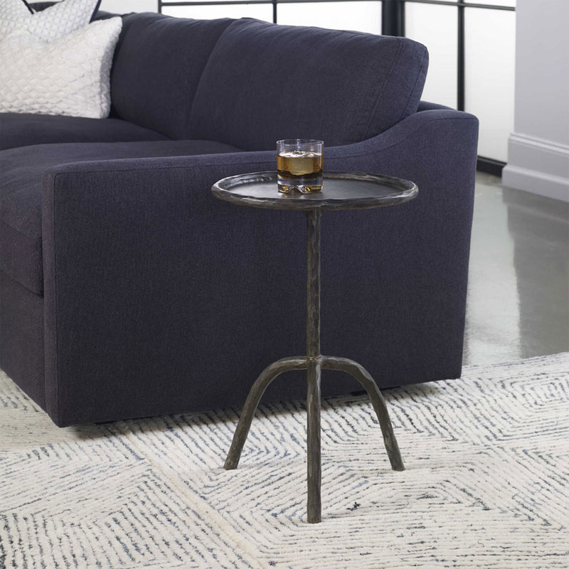 Clea Accent Table in Hammered Iron