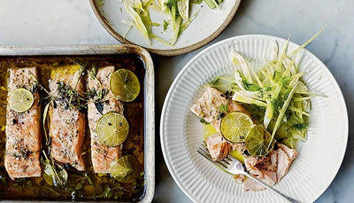 Salmon Confit with Lime, Juniper, and Fennel (by Melissa Clark)