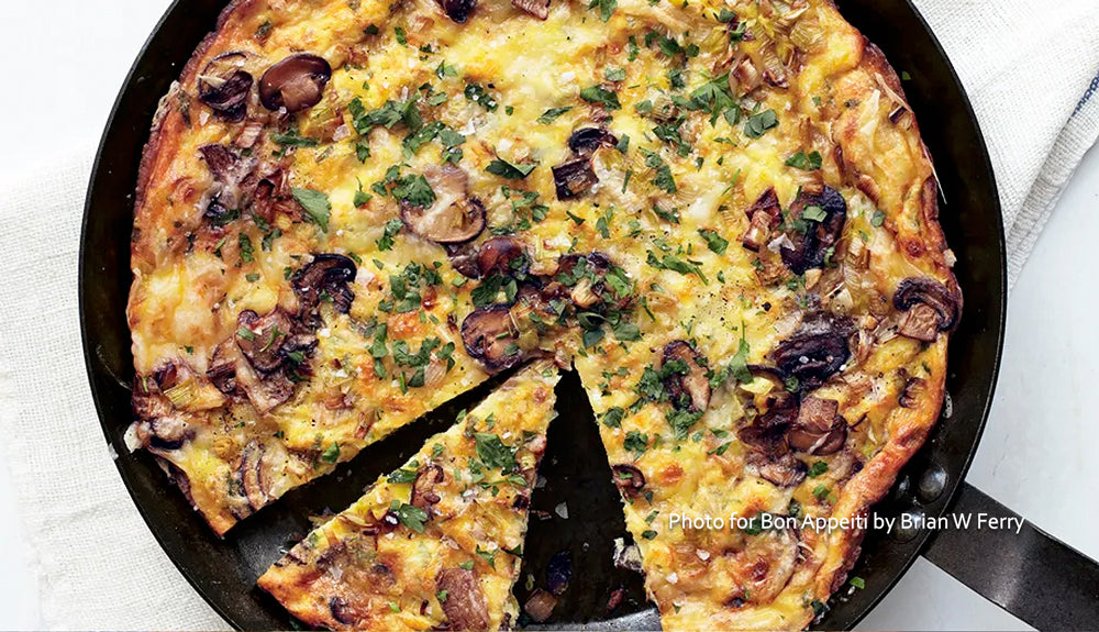 Mushroom, Leek and Fontina Frittata (from Bon Appetit)