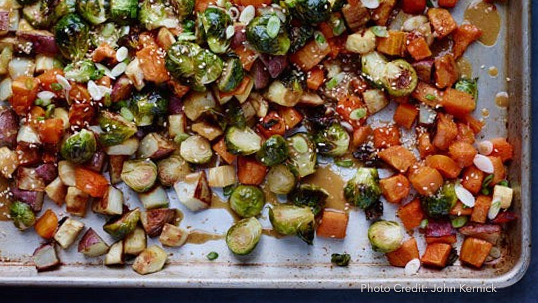 Roasted Winter Vegetables with Miso Vinaigrette