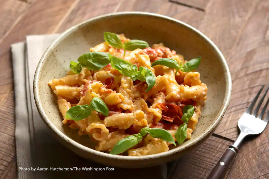 Hammertown Recipes | Tik Tok Pasta with Feta & Tomatoes | Photo via Aaron Hutcherson at The Washington Post
