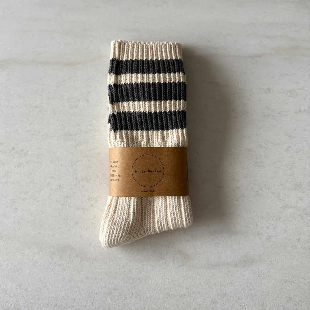 Men's College Stripe Socks - Rock - Size L/XL