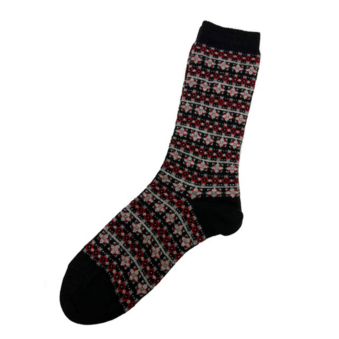 Baltic Black Alpaca Blend Striped Socks in Black/Red - L