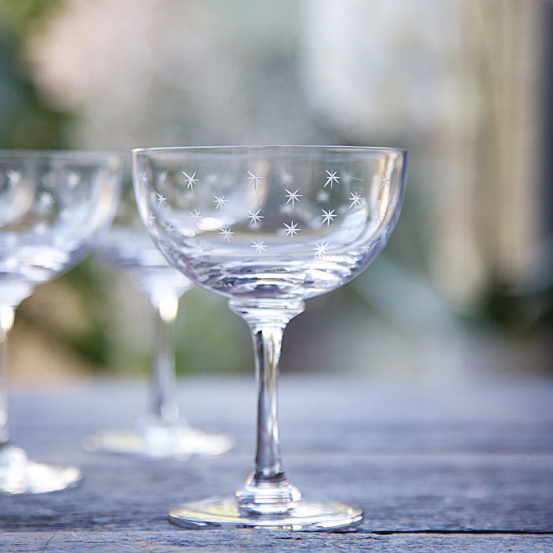 Crystal Champagne Saucer with Stars Design