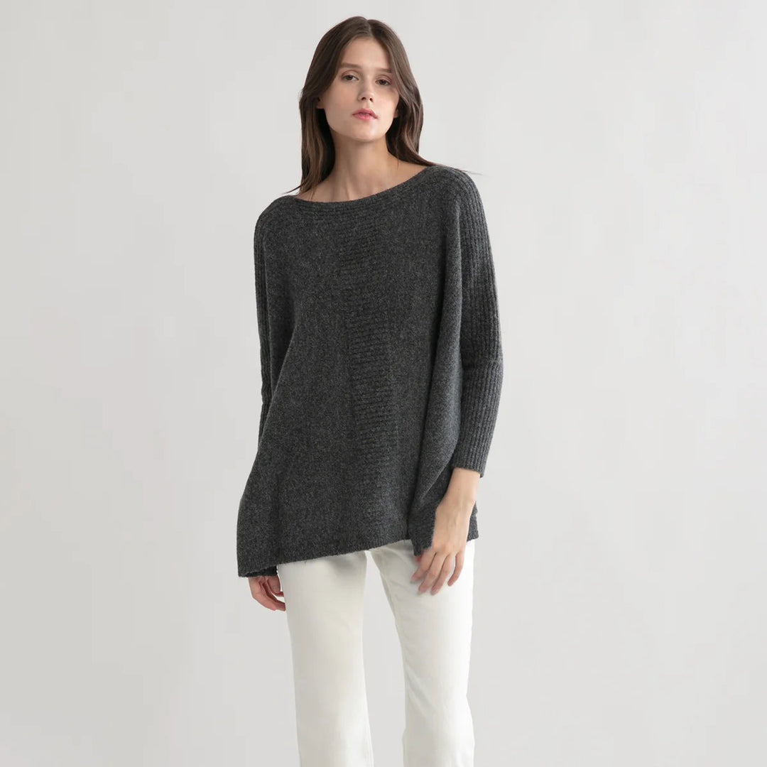 Charcoal Dolman Poncho Sweater