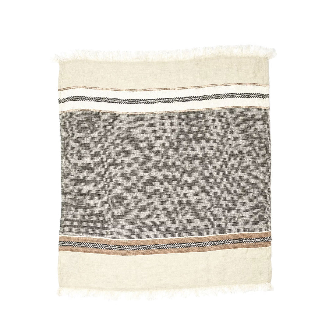 The Belgian Towel Small Fouta in Beeswax Stripe 14x20