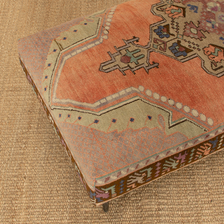 Vintage Rug Ottoman w/ Metal Legs 33x61 (1024-AA)