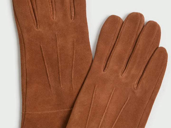 Suede Classic Gloves in Cognac