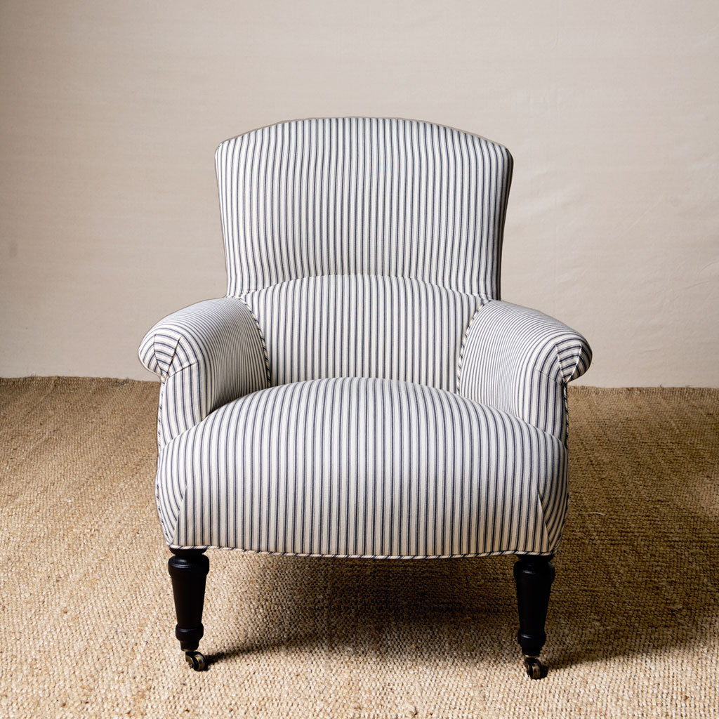 Miranda Chair in French Ticking Charcoal