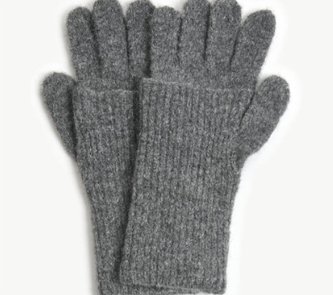 Chunky Rib Fingerhole Gloves - Charcoal