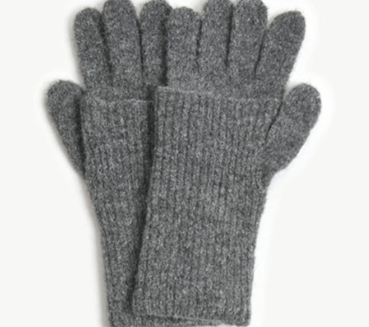 Chunky Rib Fingerhole Gloves - Charcoal