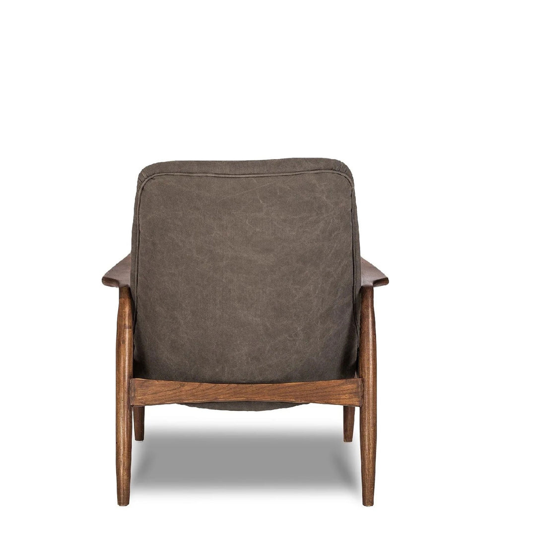 Royce Lounge Chair In Ash Grey With Tan Leather Seat Cushion