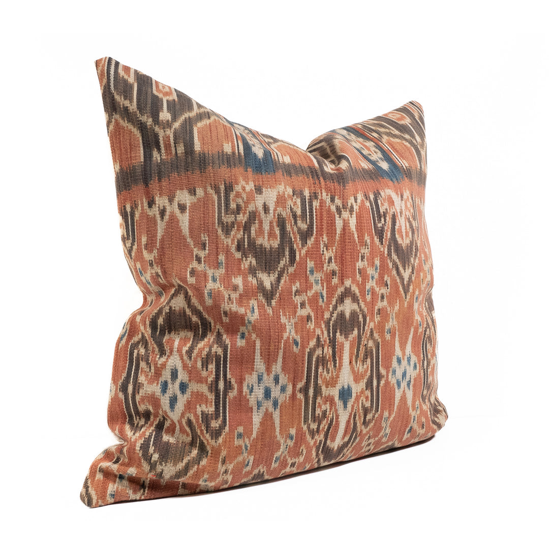 Handmade Pillow Vintage Ikat Sumba Rust 20x20 w/ Filler