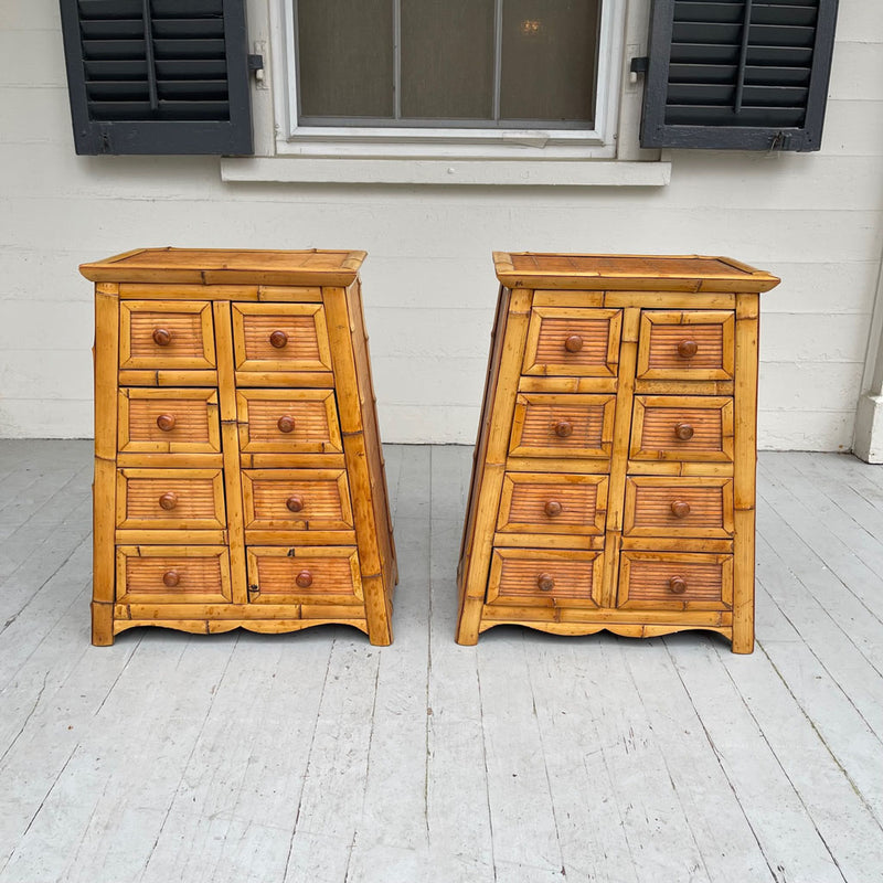 Vintage Pair of Bamboo Side Tables