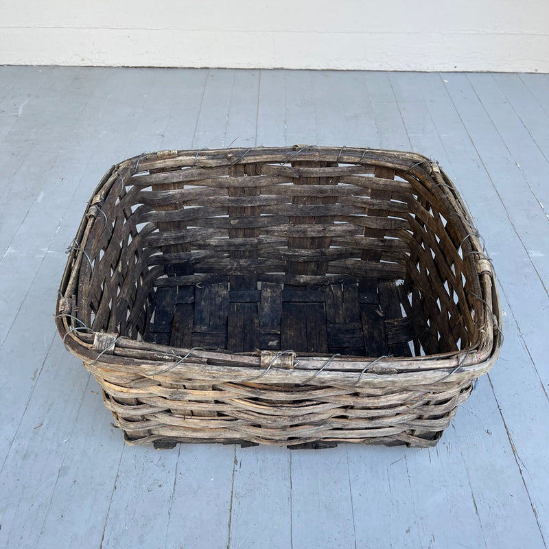 Vintage Wooden Slat Grape Basket from Portugal