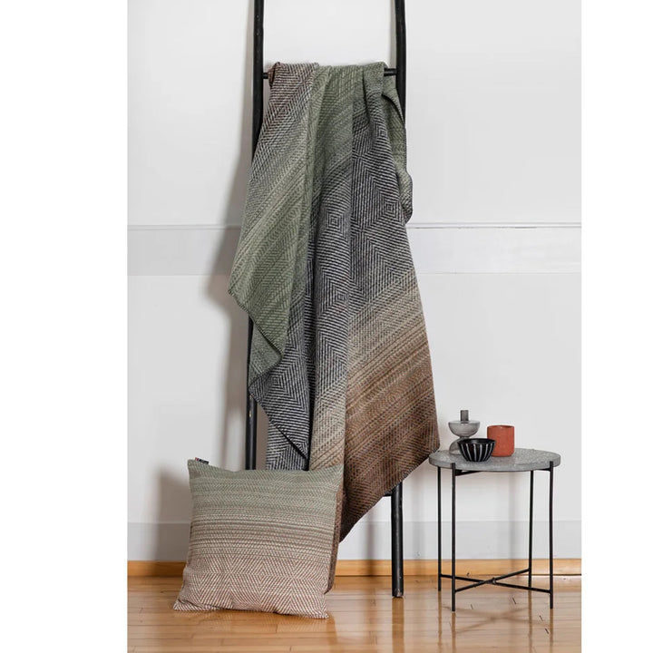 Savona Throw in Gradient Herringbone Ivy Blue & Brown