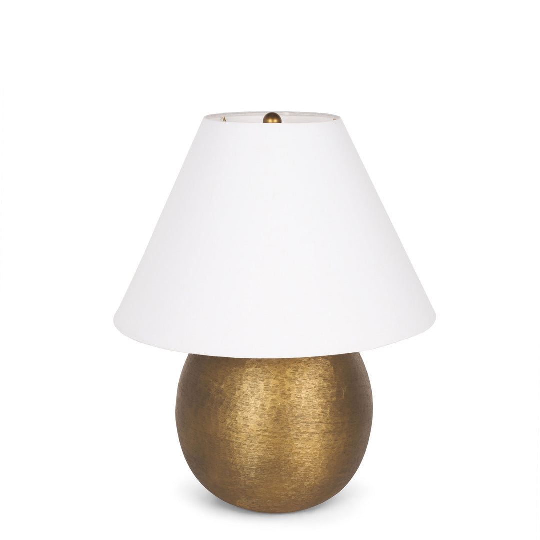 Sadiyah Table Lamp In Antiqued Gold Brushed Metal with Cream Shade