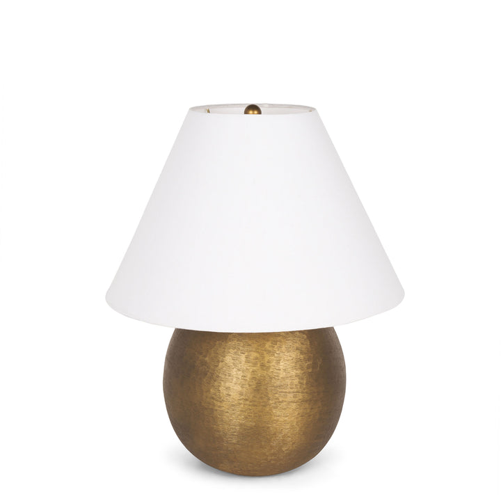 Sadiyah Table Lamp In Antiqued Gold Brushed Metal with Cream Shade