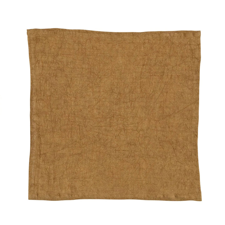 18" Square Stonewashed Linen Napkins in Mustard s/4