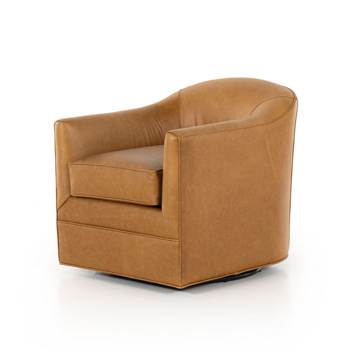 Quincy Swivel Chair in Osorno Taupe Leather