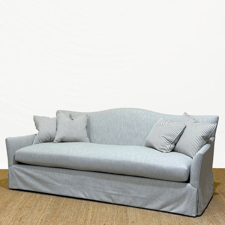 Georgia Sofa in Performance Fabric Reid Silver with Pillows by Lee Industries (94")