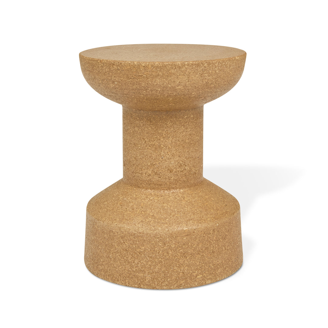 Cork side table on a white background