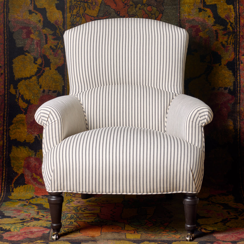 Miranda Chair in French Ticking Charcoal by Lee Industries