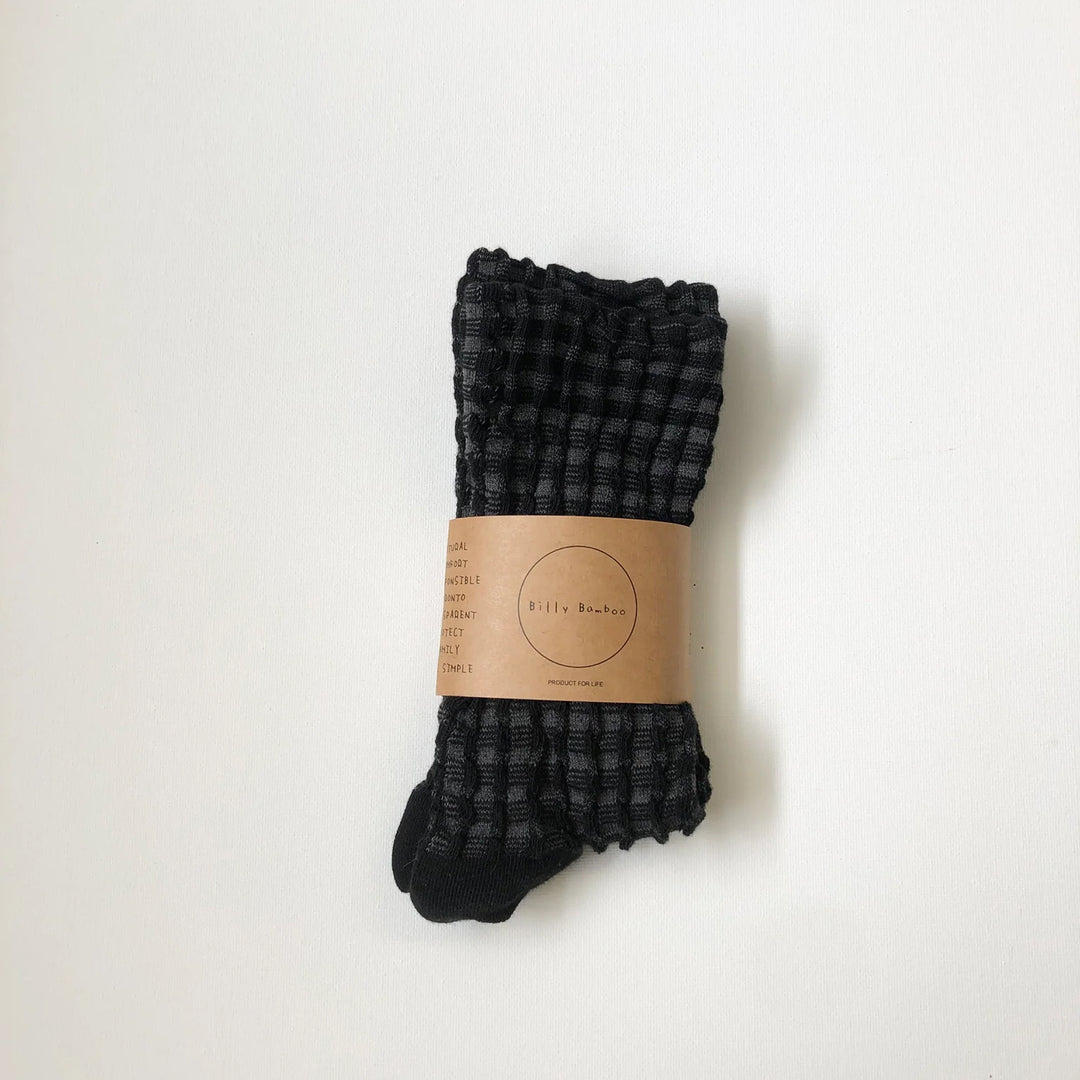 Gingham Waffle Socks - Black