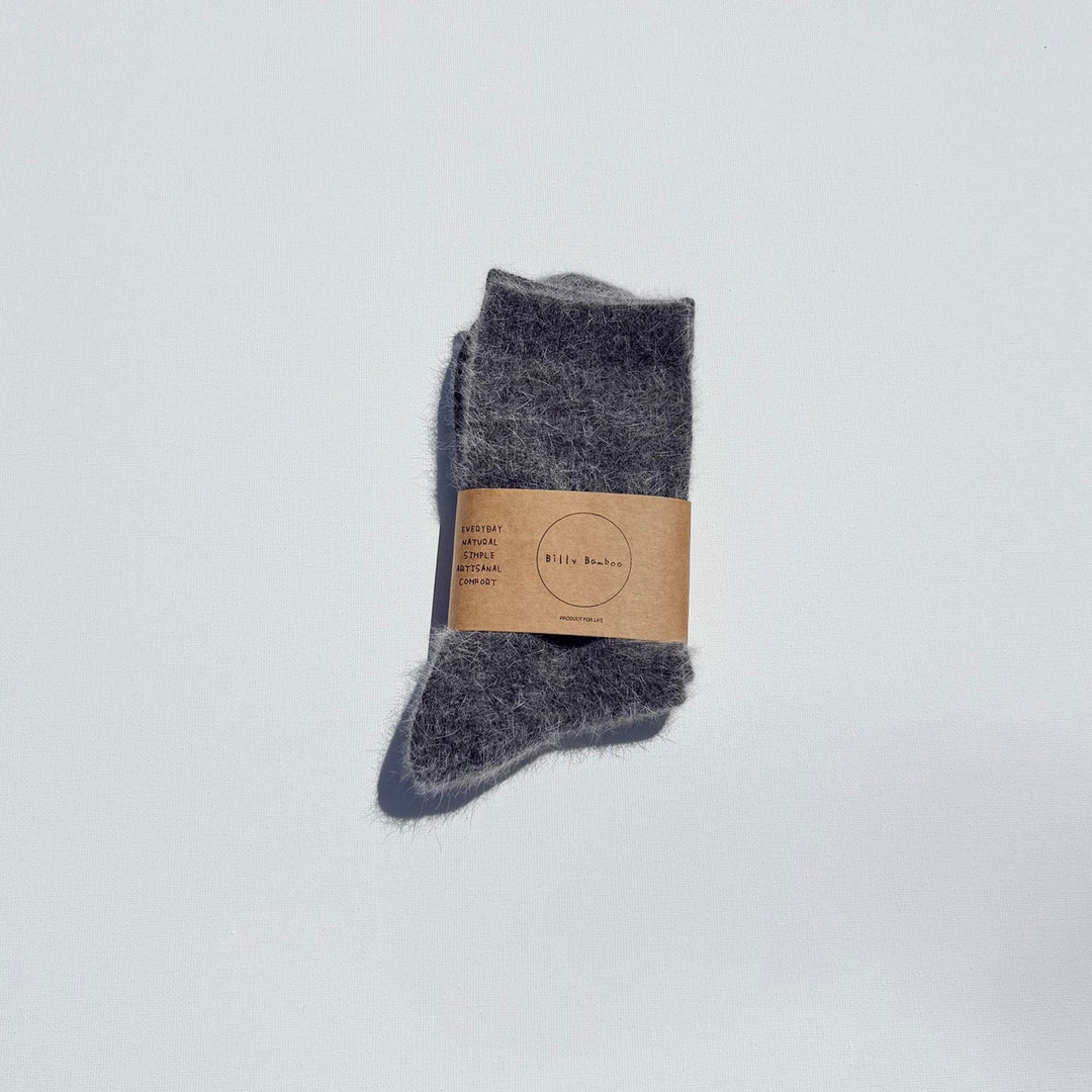 Fluffy Angora Socks - Dark Grey